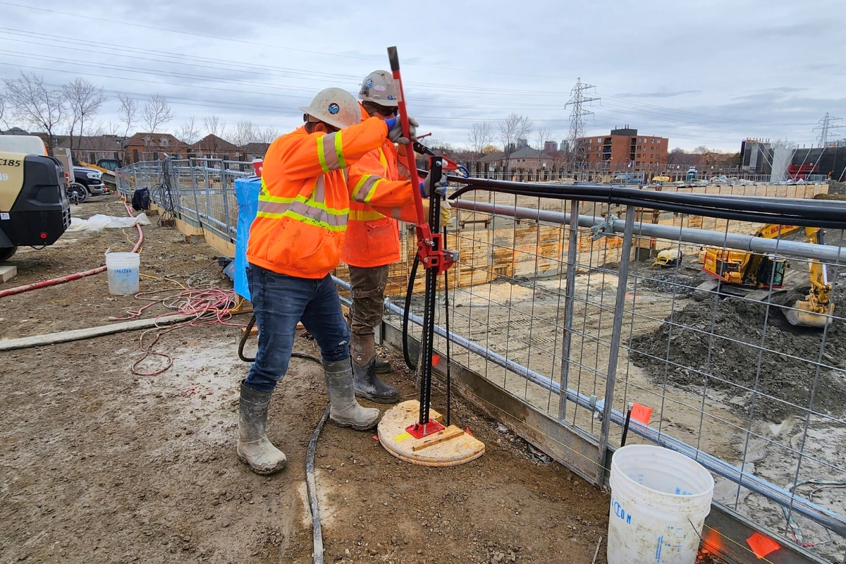 On-site injection training at the excavation pit on Dupont Street in Toronto.